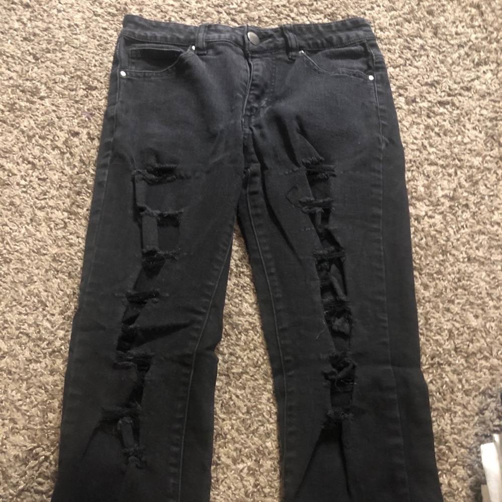 black ripped jeans